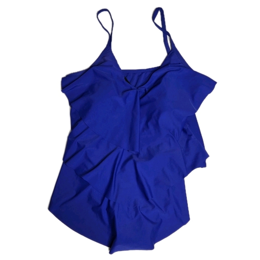 Swimsuits for All Tropiculture Swim Blue Womens Plus Size 28 Cute One Piece NWOT
